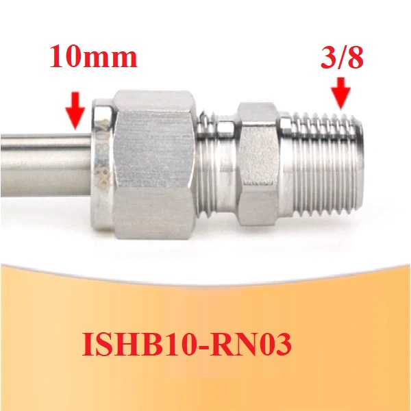 nối inox 304 ren ngoài 3/8 ống cứng phi 10