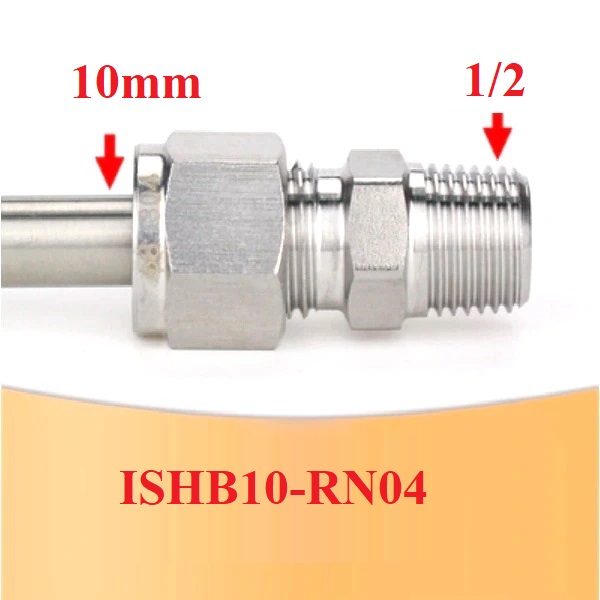 nối inox 304 ren ngoài 1/2 ống cứng phi 10