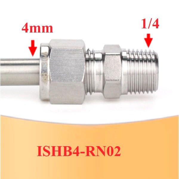 nối nhanh inox 304 ren ngoài 1/4 ống 4mm