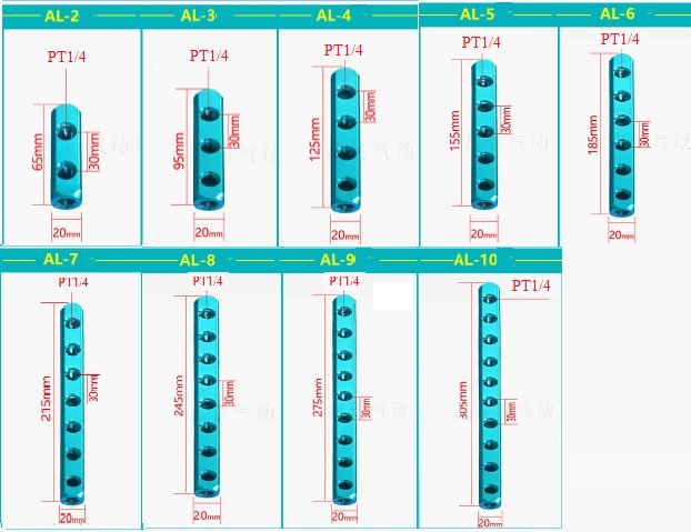 Kích thước các loại thanh nhôm khí nén
