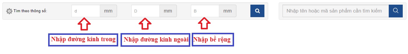 thanh tìm kiếm thông số vòng bi bạc đạn skf