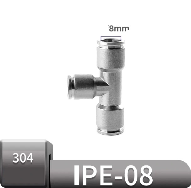 Đầu nối nhanh Inox chữ T ống 8 mm