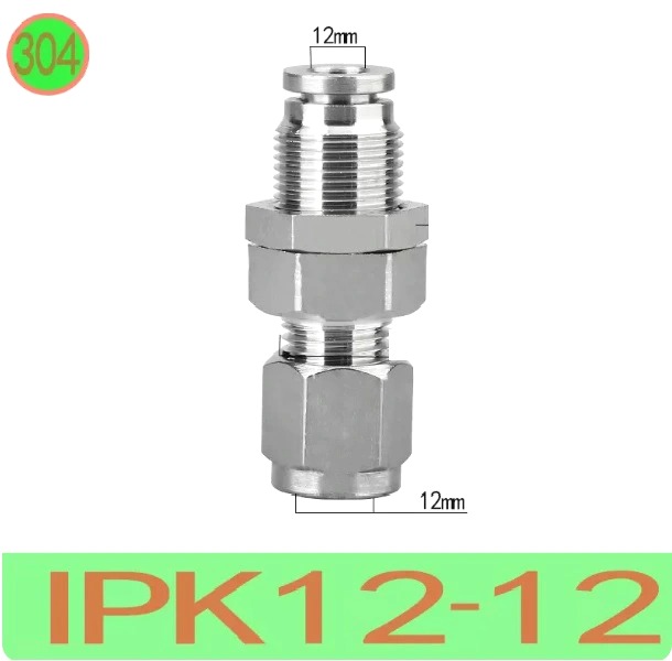 Đầu nối nhanh Inox một đầu siết hạt bắp ống 12 mm  Model: IPK12-12  Vật liệu: Inox 304