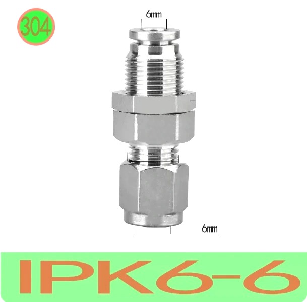 Đầu nối nhanh Inox một đầu siết hạt bắp ống 6 mm  Model: IPK6-6  Vật liệu: Inox 304