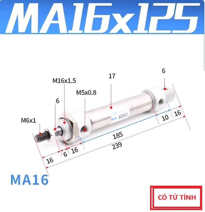 Xi lanh khí nén MA16x125