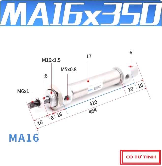 Xi lanh khí nén MA16x350