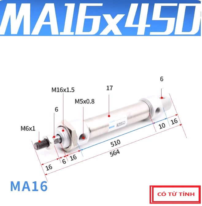 Xi lanh khí nén MA16x450