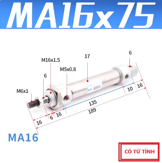 Xi lanh khí nén MA16x75