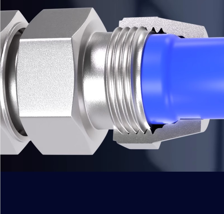 Cấu tạo đầu nối khí nén ren ngoài bằng đồng siết ống