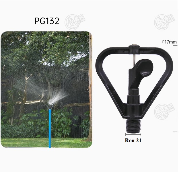 Đầu béc phun tưới cây ren ngoài 21 xoay 360 độ PG132