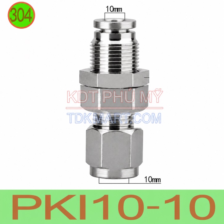 Đầu nối nhanh chất liệu thép không gỉ 1 đầu ghim ống một đầu siết hạt bắp ống 10