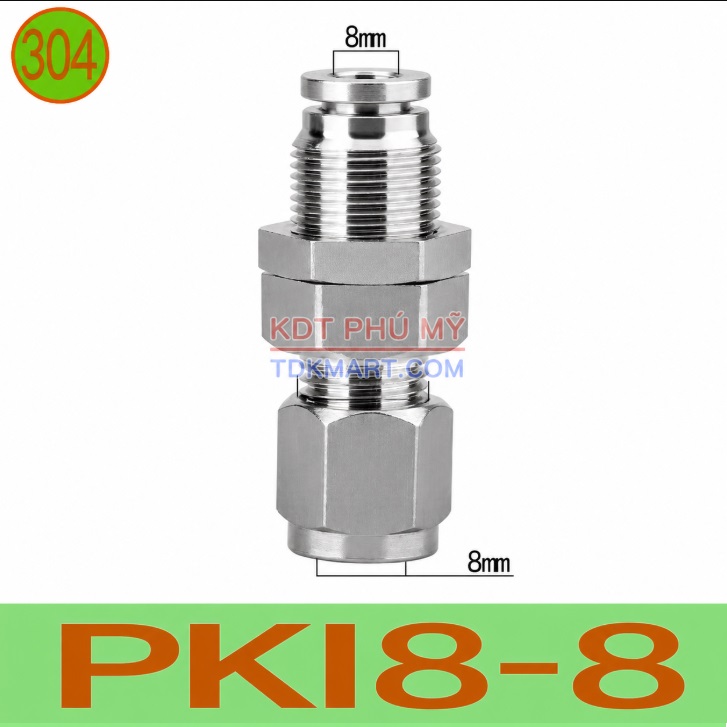 Đầu nối nhanh chất liệu thép không gỉ 1 đầu ghim ống một đầu siết hạt bắp ống 8