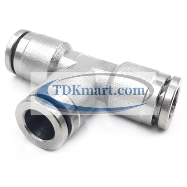 T nối nhanh khí nén vật liệu thép không gỉ inox 316 có 3 đầu ghim ống
