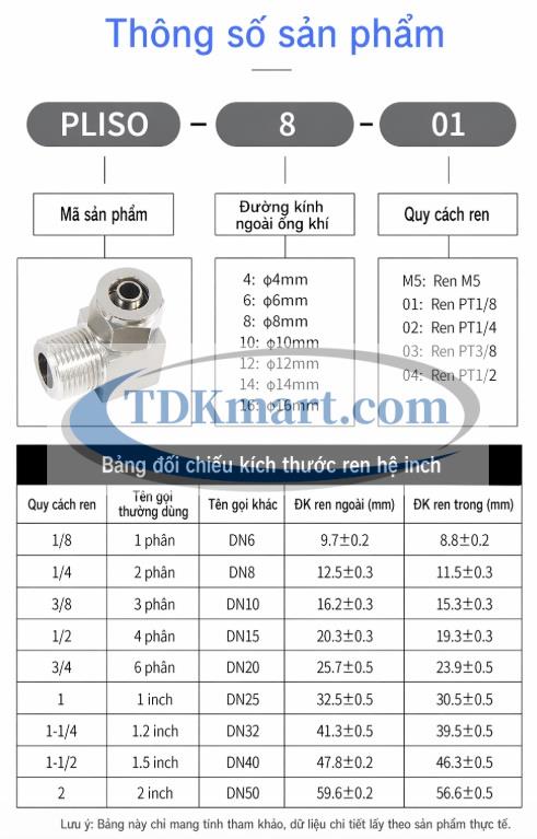 đầu nối ống khí nén inox
