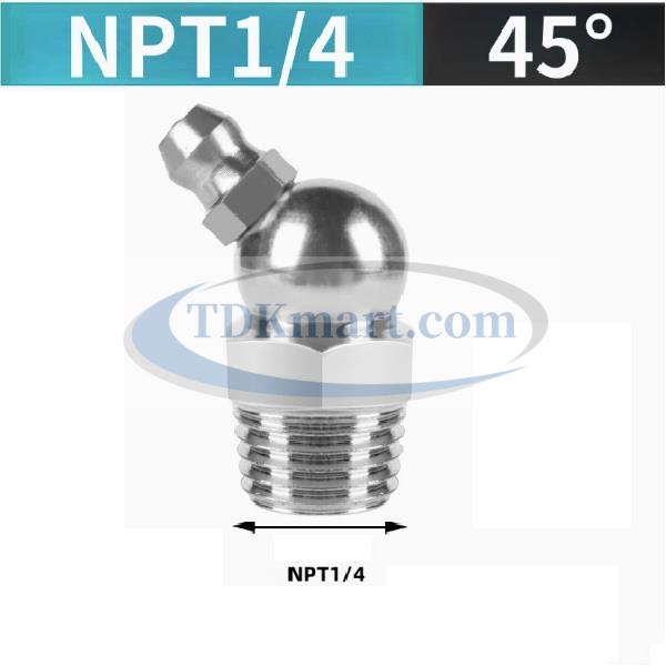 Vú bơm mỡ chất liệu thép không gỉ 304 NPT1/4 90 độ
