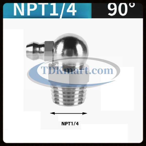 Vú bơm mỡ thép mạ NPT1/4-18 90 độ