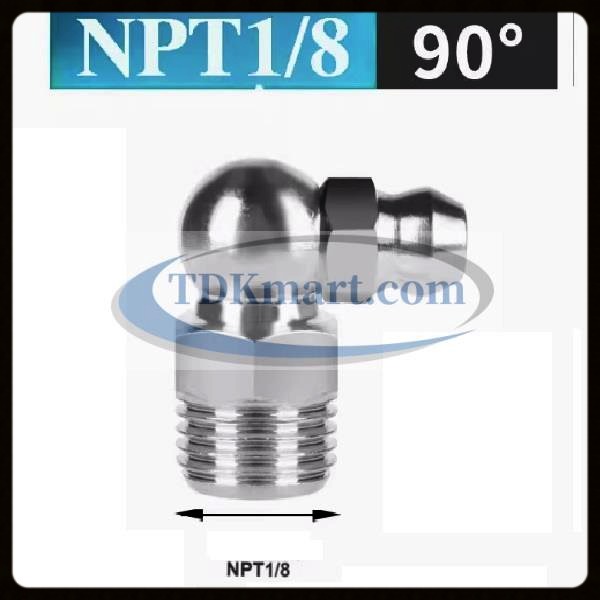 Vú bơm mỡ thép mạ NPT1/8-27 90 độ