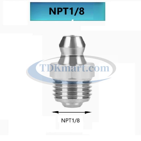 Vú bơm mỡ chất liệu thép không gỉ 304 NPT1/8 thẳng