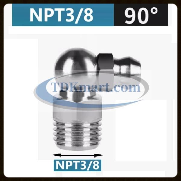 Vú bơm mỡ thép mạ NPT3/8-18 90 độ