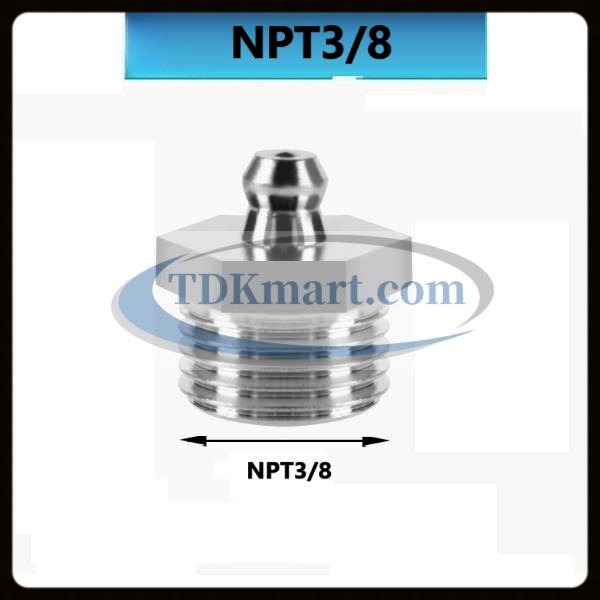 Vú bơm mỡ thép mạ NPT3/8-18 thẳng
