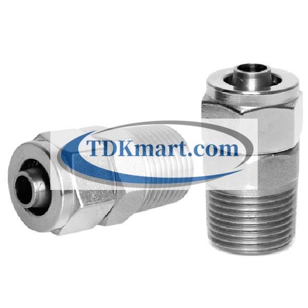 Đầu nối nhanh khí nén thẳng vật liệu thép không gỉ inox 316 có 1 đầu ren ngoài và 1 đầu siết ống