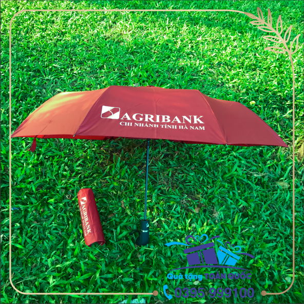 ô dù gập 3 tự động 1 chiều, ô dù in logo ngân hàng Agribank, ô dù cầm tay in logo, xưởng sản xuất ô dù giá gốc, in logo lên ô dù, quà tặng tết, bộ quà tặng ô dù giá rẻ, quà tặng ngân hàng, quà tặng công đoàn