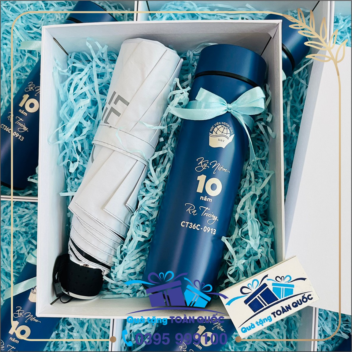 bộ quà tặng ô dù và bình giữ nhiệt, bộ gift set bình nước và ô gập 3, bộ quà tặng dưới 300k, quà tặng thiết thực, quà tặng thích nhất năm 2023