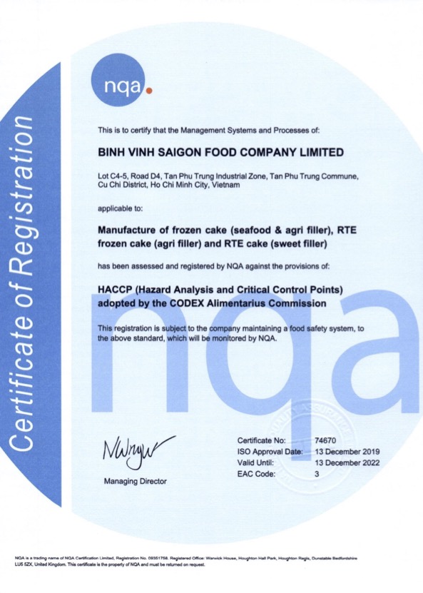 Giấy Chứng Nhận Bánh Tuyết Thiên Sứ