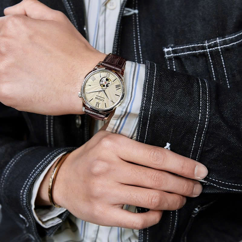 Citizen Automatic Mechanical Open Heart NH9130-17A Beige