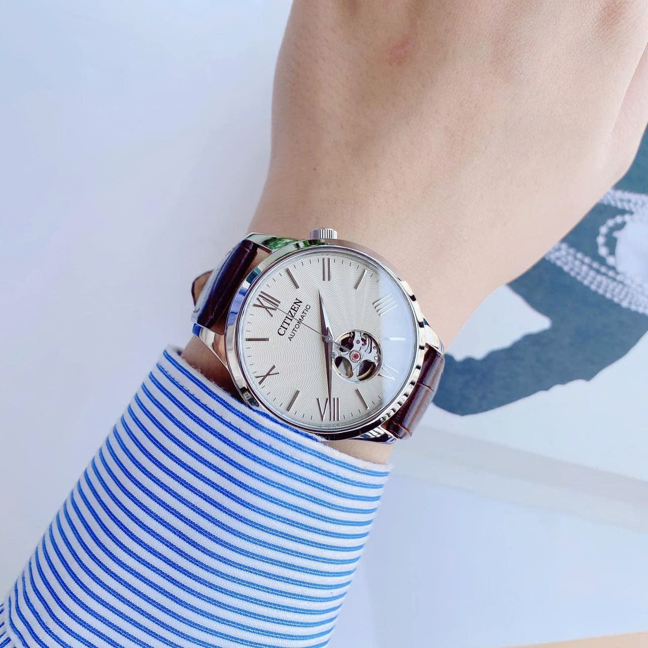 Citizen Automatic Mechanical Open Heart NH9130-17A Beige