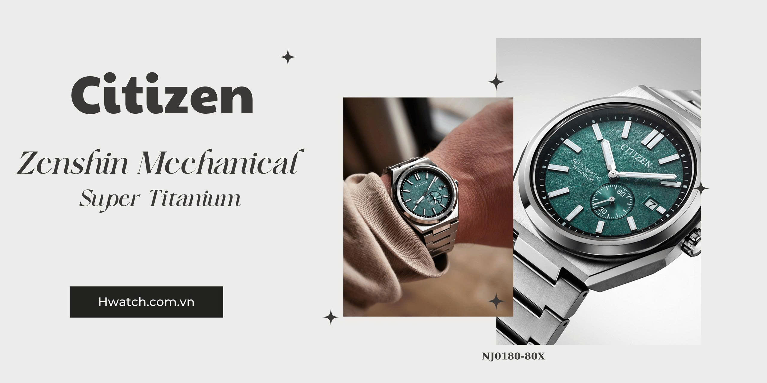 Citizen Automatic Zenshin Mechanical Super Titanium NJ0180-80X xanh lá