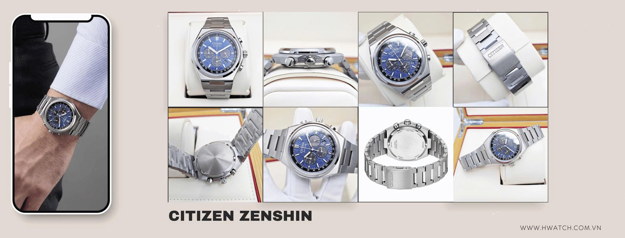 Citizen Zenshin Eco-Drive Super Titanium Chronograph CA4610-85L xanh dương