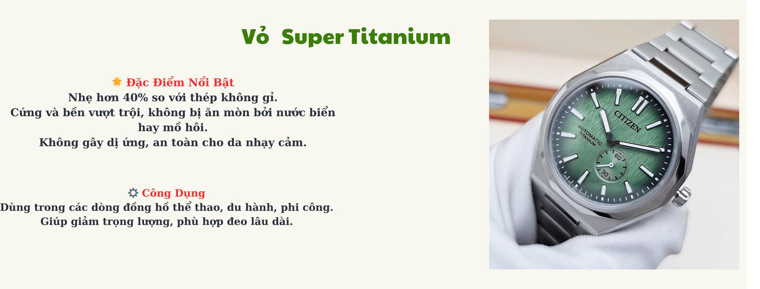 Tổng quang chất liệu Super Titanium