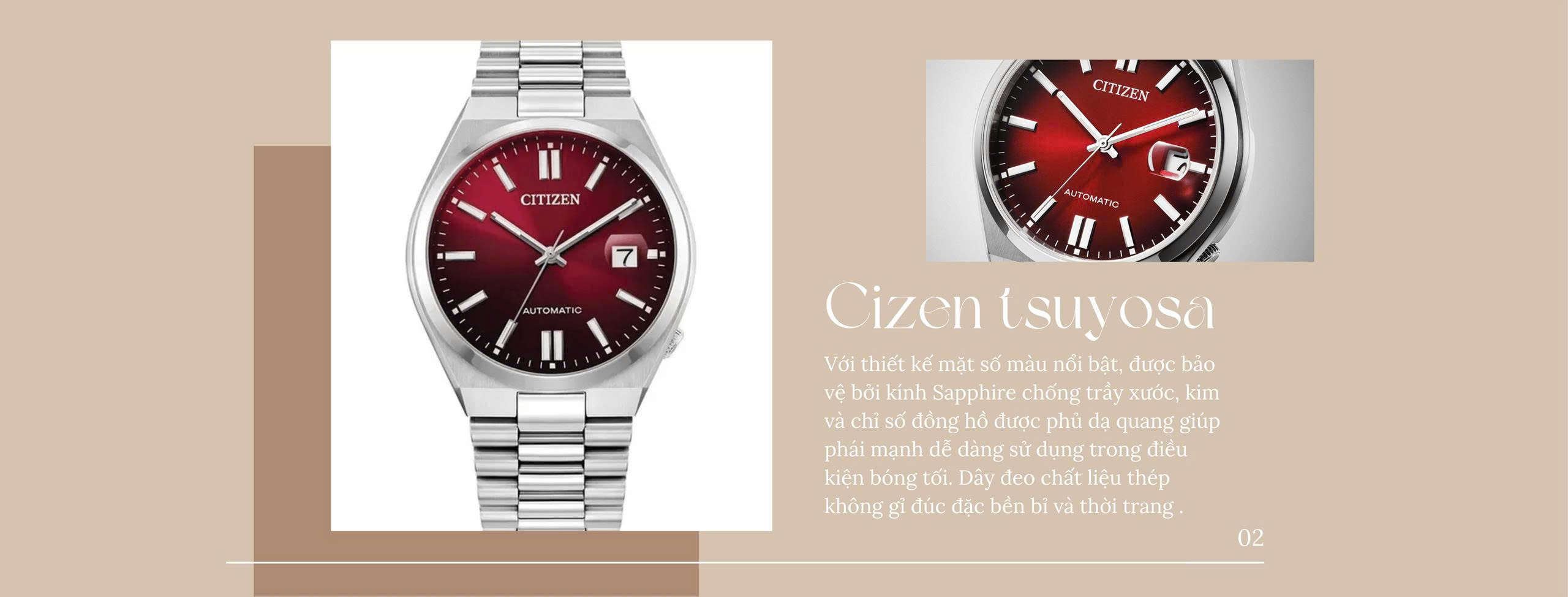 Tổng quang Citizen tsuyosa 40 NJ0150-56W đỏ đô