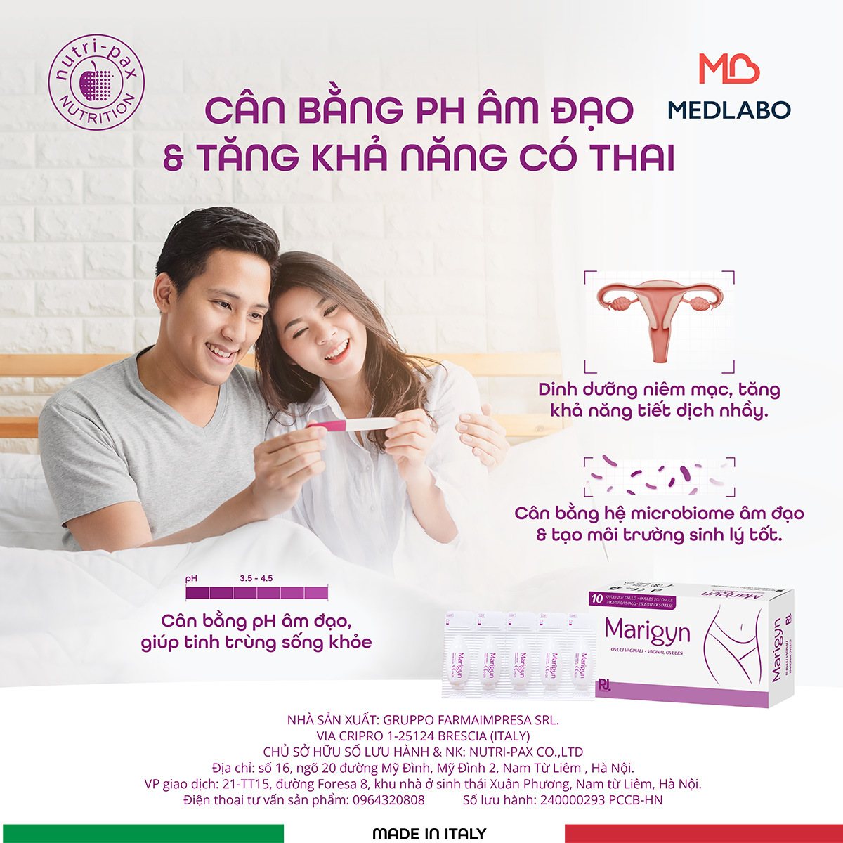 cân bằng pH âm đạo và tăng khả năng có thai