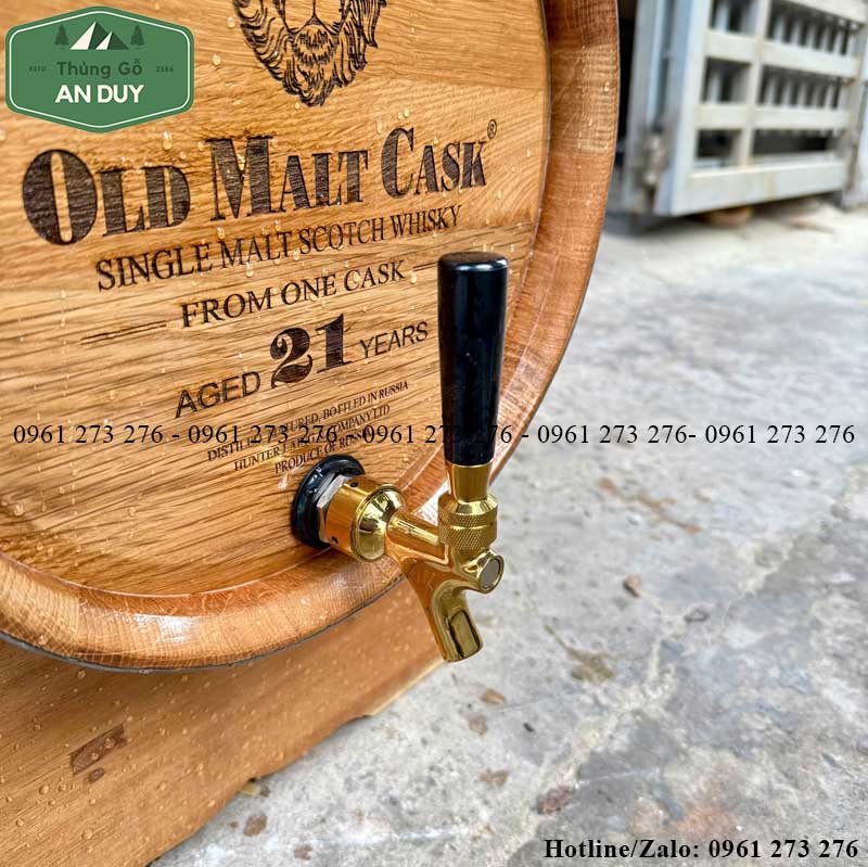 Thùng rượu gỗ vòi Crom