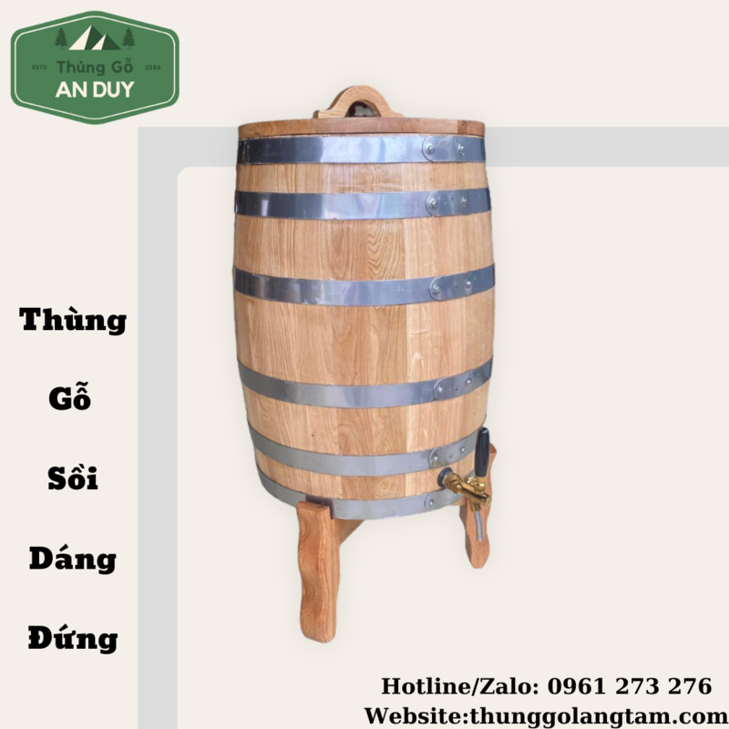Thùng rượu gỗ sồi dáng đứng