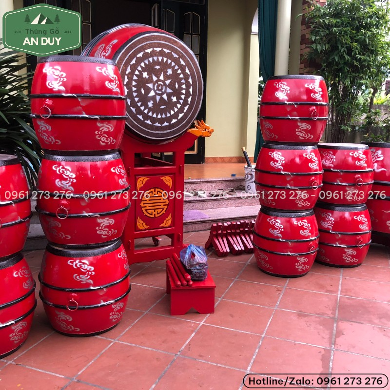 Dàn trống chùa hoàn thiện giao