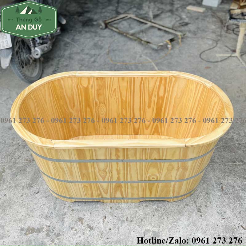 Bồn Tắm Gỗ Thông Bo Viền Dáng Oval