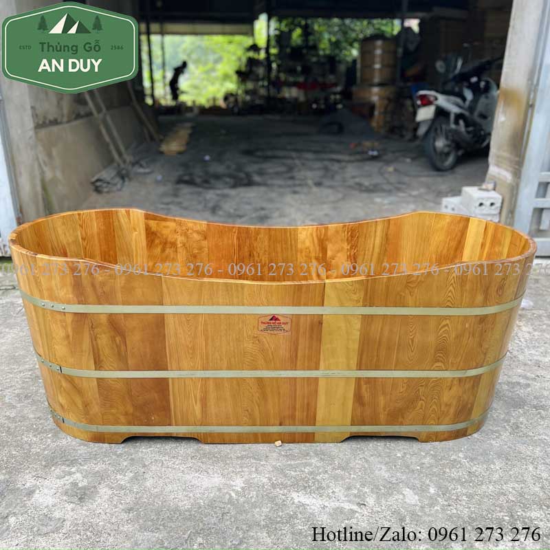 Bồn Tắm Gỗ Pơmu 2 Người Dáng Oval