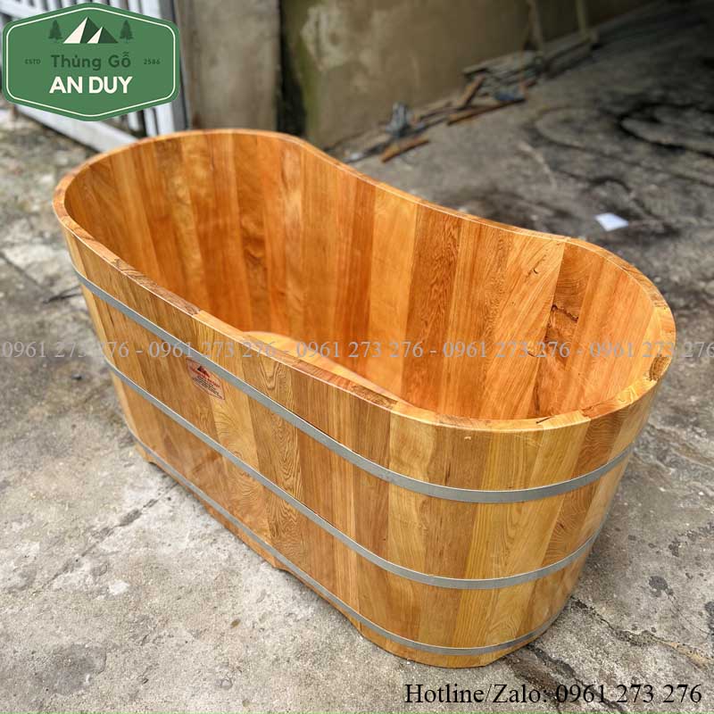 Bồn Tắm Gỗ Pơ mu Dáng Oval