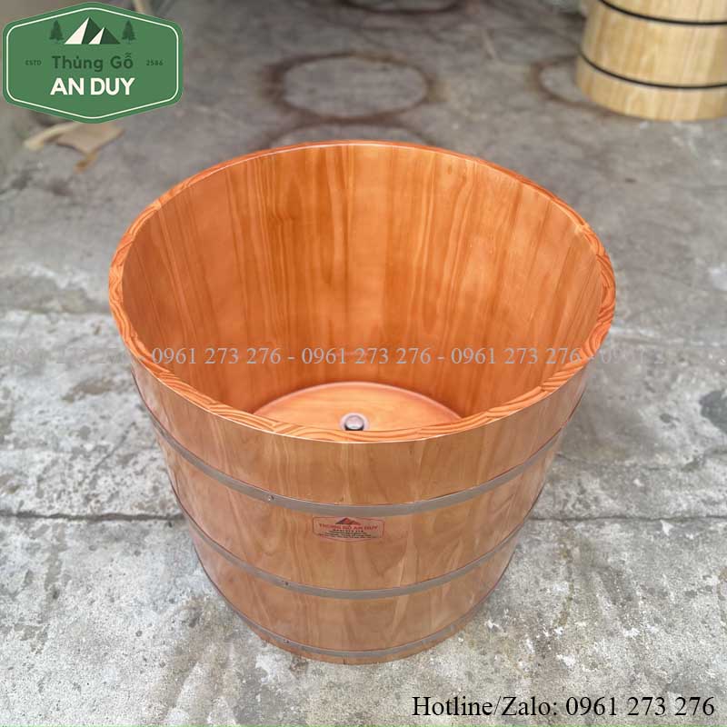 Bồn Tắm Tròn Gỗ Thông Màu Cánh Gián