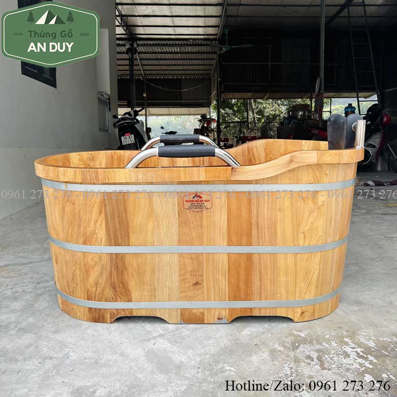 Thùng tắm gỗ pơmu bọc da cao cấp
