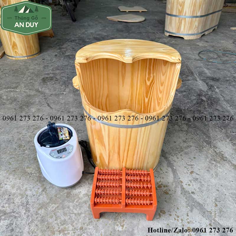 thùng gỗ xông chân