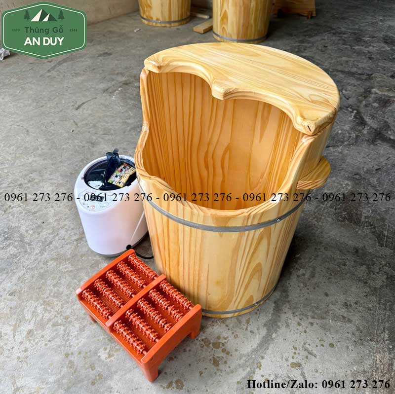 thùng gỗ xông hơi chân