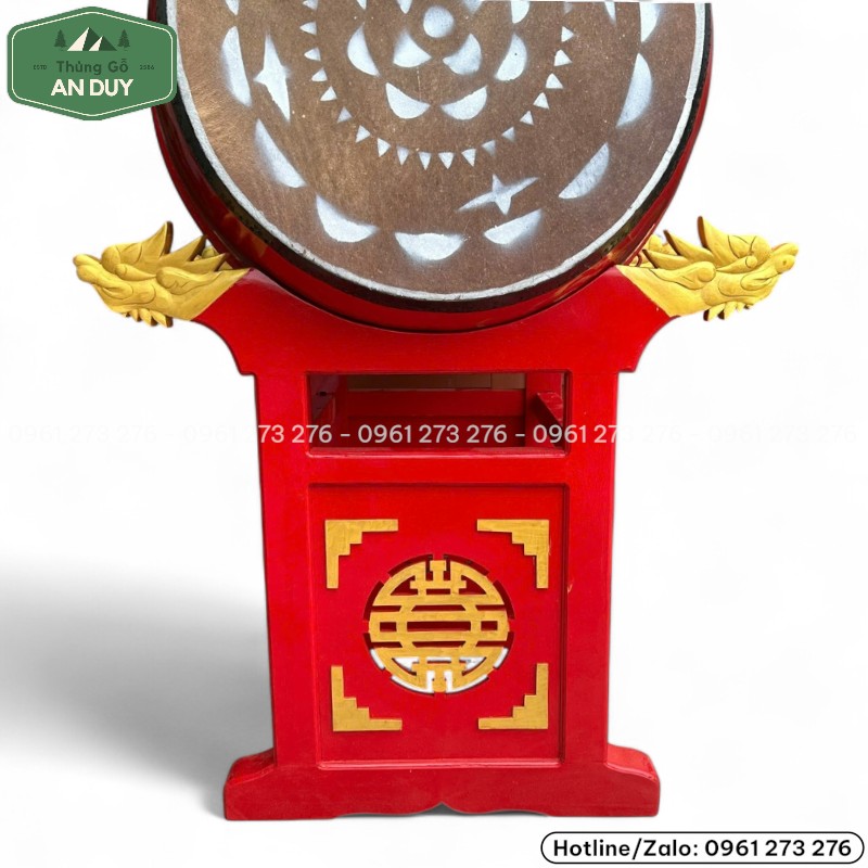 Chân giá Trống gỗ chạm khắc đầu Rồng