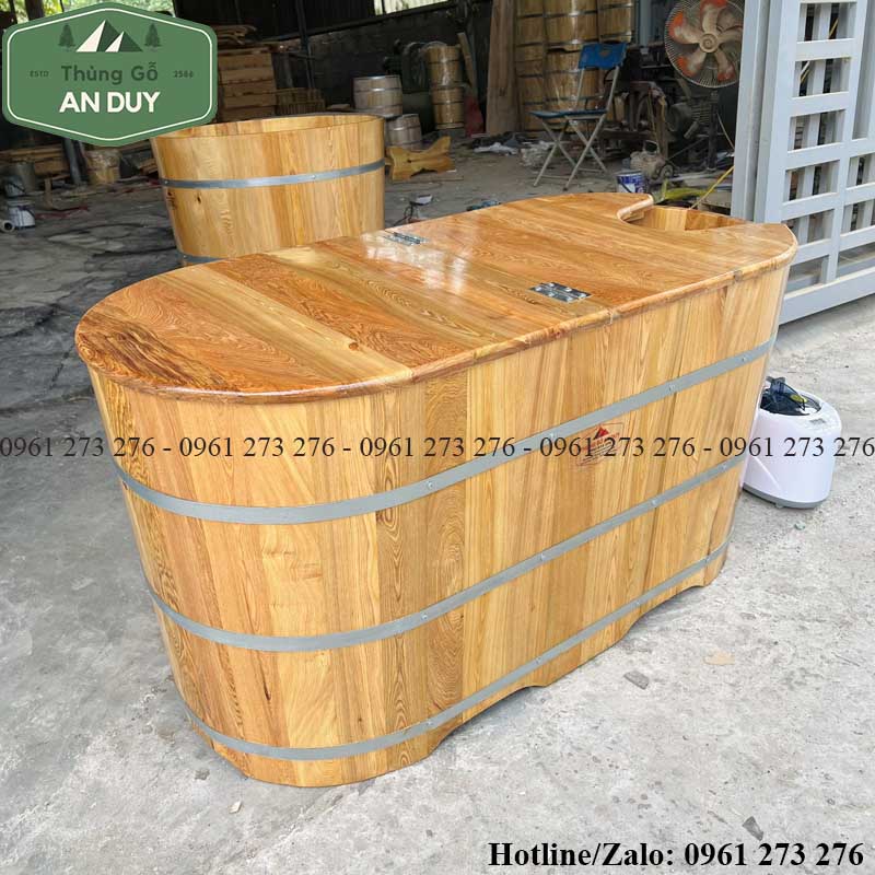 Bồn Tắm Xông Hơi Gỗ Pơ Mu Dáng Oval