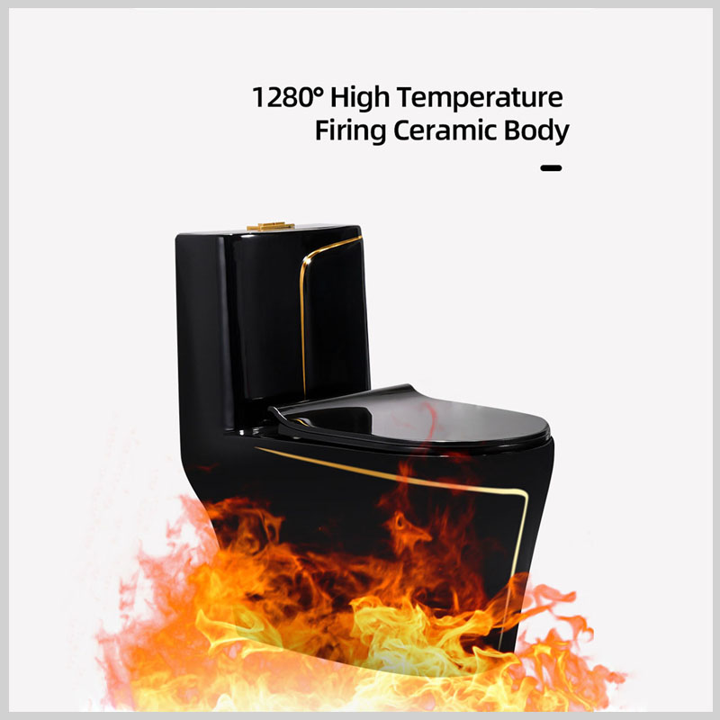 bồn cầu SKL R6090Black Nung ở nhiệt độ cao 1280°C, chống nứt, chống thấm, không rỗng khí.