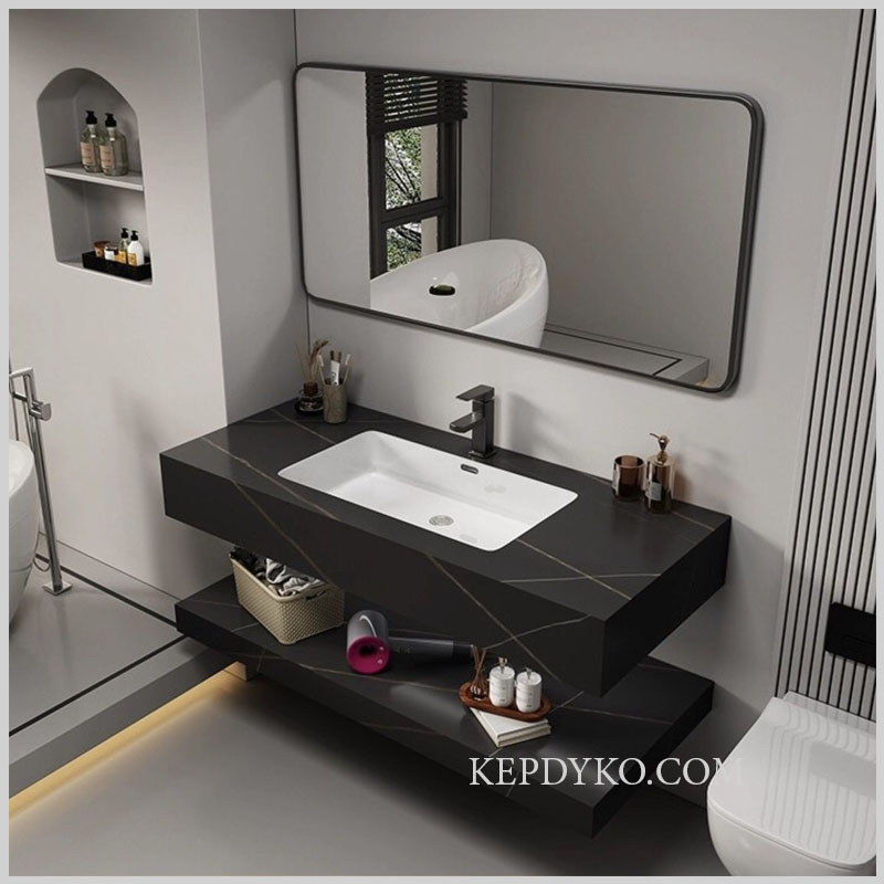 Bàn đá lavabo 2 tầng chống trầy xước, tiện nghi và thẩm mỹ cao