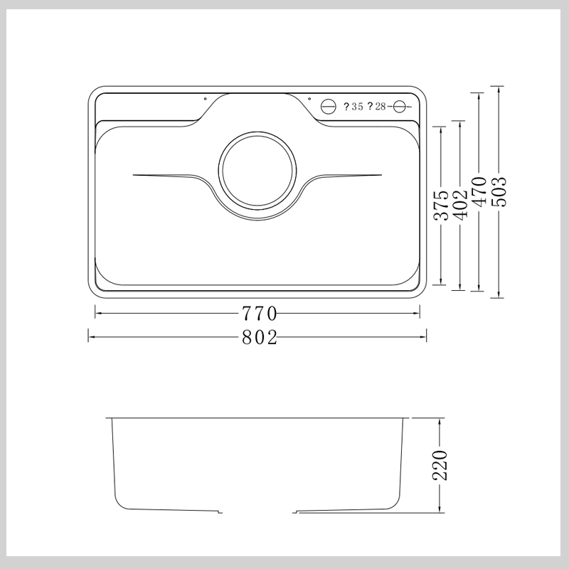 Bản vẽ kỹ thuật chậu rửa bát NL725d